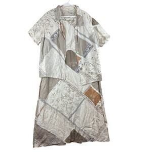 Vtg 2 Pc JPR Maxi Dress and Jacket Women's XL/1X 100% Linen Lagenlook Artsy READ